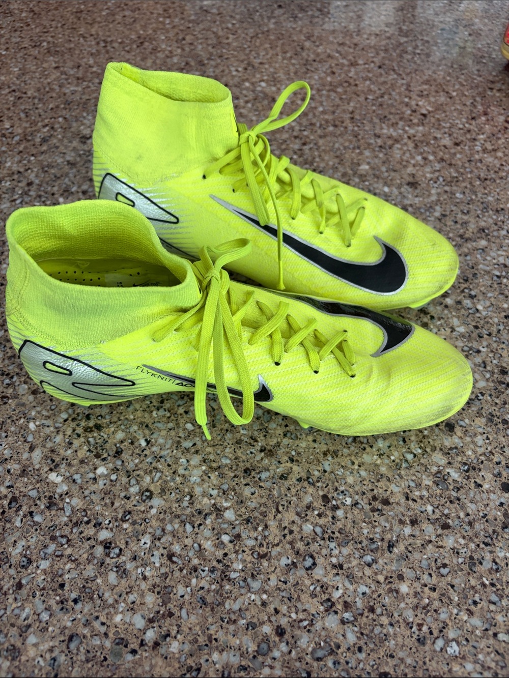 Nike Volt Yellow High-Top Soccer Cleats with Black Swoosh